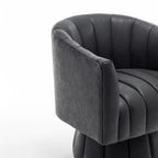 SEYNAR Mid-Century Swivel PU Leather Tufted Round Accent Barrel Chair set of 2