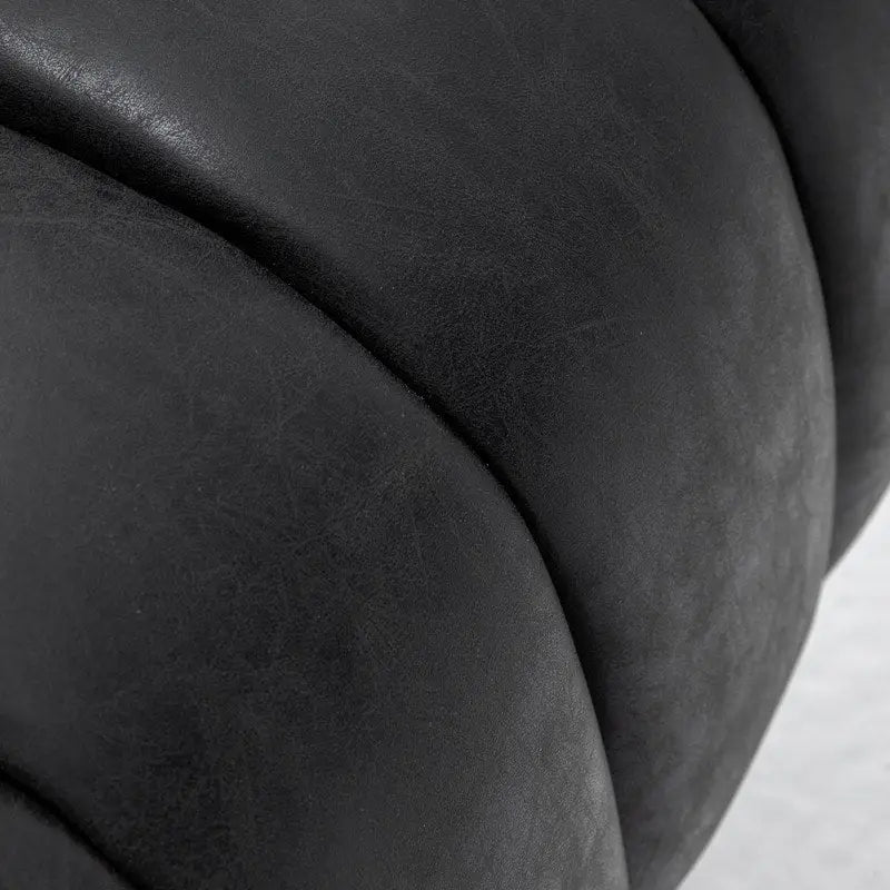 SEYNAR Mid-Century Swivel PU Leather Tufted Round Accent Barrel Chair set of 2