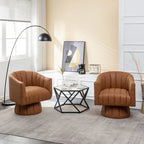SEYNAR Mid-Century Swivel PU Leather Tufted Round Accent Barrel Chair set of 2