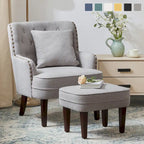 Club Chair Upholstered Button Tufted Accent Chair with Ottoman and Pillow