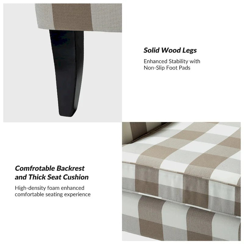 Französischer Landhaus-Sessel Akorda mit Nagelkopfbesatz und Beinen aus Massivholz von HULALA HOME