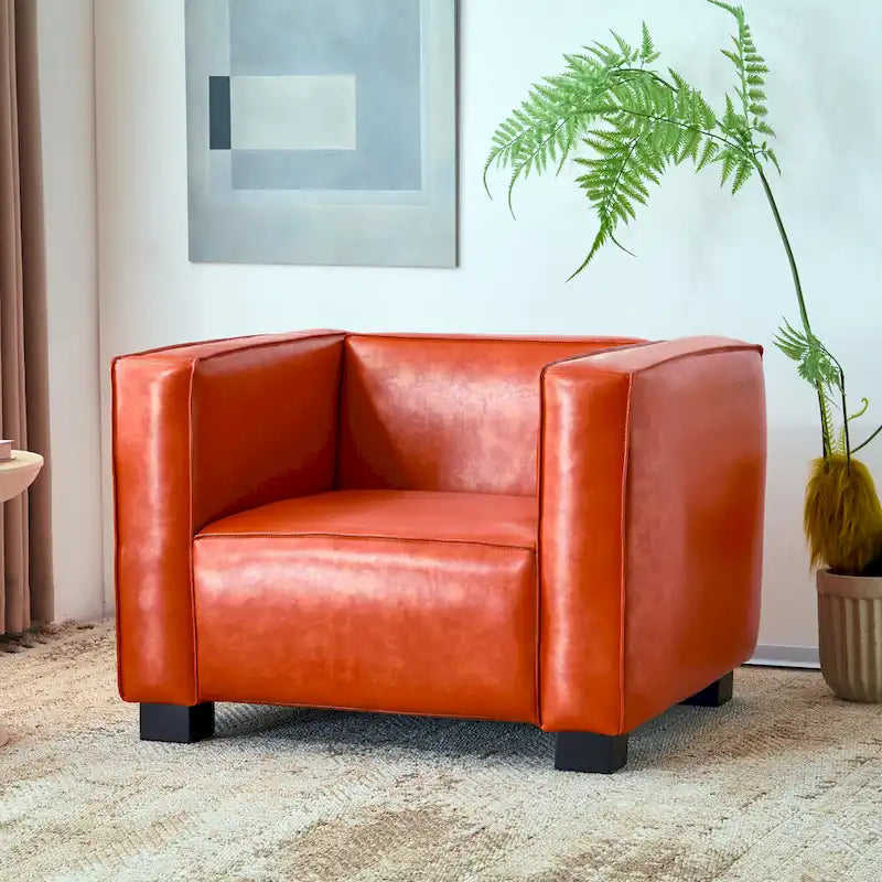 Goyette Faux Leather Club Chair by Christopher Knight Home