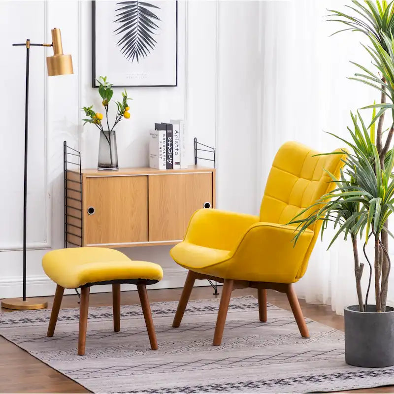 Carson Carrington Aasen zijdezachte fluwelen getufte accentfauteuil met voetenbank