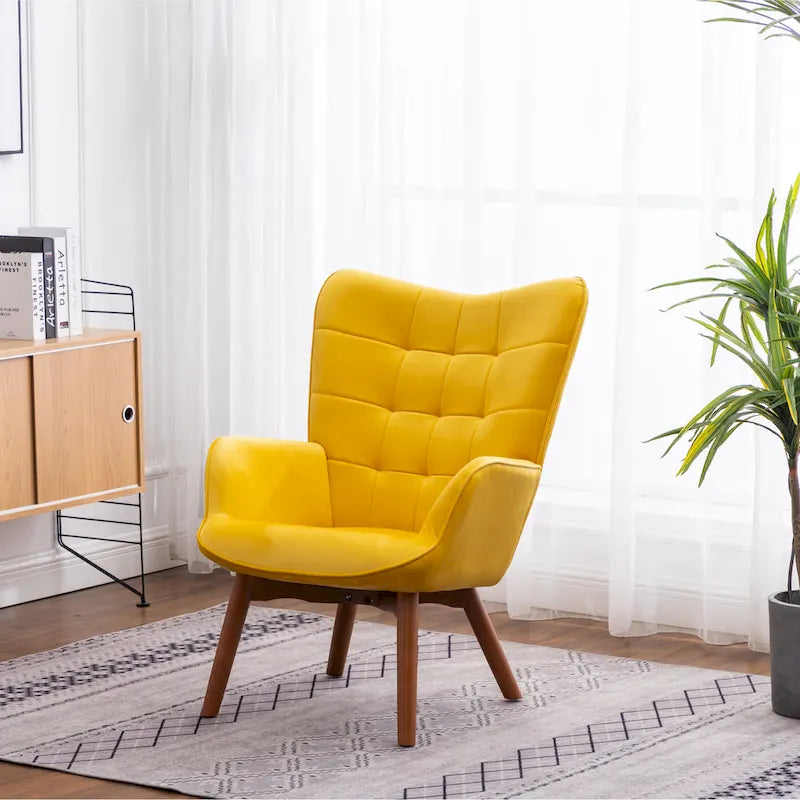 Carson Carrington Aasen zijdezachte fluwelen getufte accentfauteuil met voetenbank
