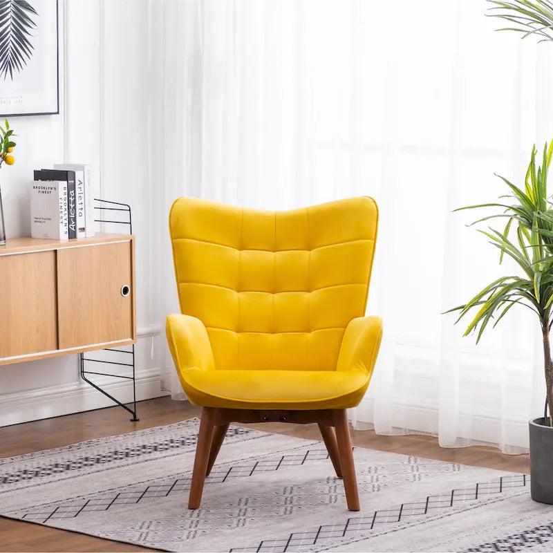 Carson Carrington Aasen zijdezachte fluwelen getufte accentfauteuil met voetenbank
