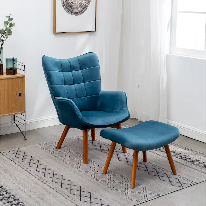 Carson Carrington Aasen zijdezachte fluwelen getufte accentfauteuil met voetenbank