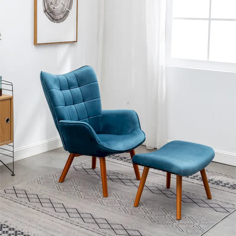 Carson Carrington Aasen zijdezachte fluwelen getufte accentfauteuil met voetenbank