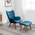Carson Carrington Aasen zijdezachte fluwelen getufte accentfauteuil met voetenbank