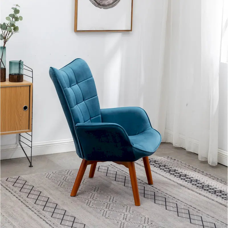 Carson Carrington Aasen zijdezachte fluwelen getufte accentfauteuil met voetenbank