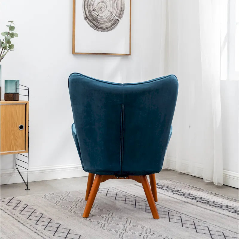 Carson Carrington Aasen zijdezachte fluwelen getufte accentfauteuil met voetenbank
