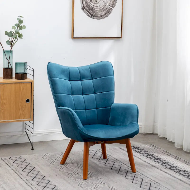 Carson Carrington Aasen zijdezachte fluwelen getufte accentfauteuil met voetenbank