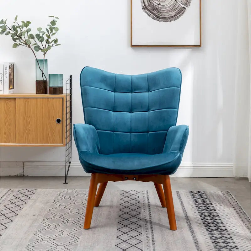 Carson Carrington Aasen zijdezachte fluwelen getufte accentfauteuil met voetenbank