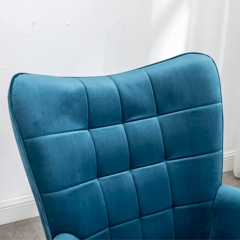 Carson Carrington Aasen zijdezachte fluwelen getufte accentfauteuil met voetenbank