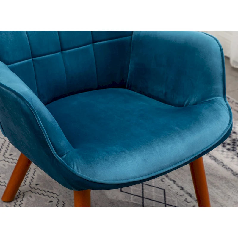 Carson Carrington Aasen zijdezachte fluwelen getufte accentfauteuil met voetenbank
