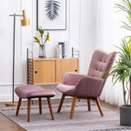 Carson Carrington Aasen zijdezachte fluwelen getufte accentfauteuil met voetenbank
