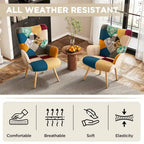 Linen Upholstered Modern Armchair Accent Chair with Wood Legs