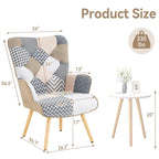 Linen Upholstered Modern Armchair Accent Chair with Wood Legs