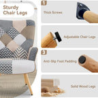 Linen Upholstered Modern Armchair Accent Chair with Wood Legs