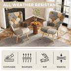 Linen Upholstered Modern Armchair Accent Chair with Wood Legs