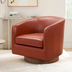 Tito Top Grain Leather Wood Base Swivel Chair by Greyson Living