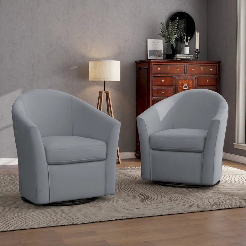Juego de 2 sillones decorativos modernos tapizados y giratorios tipo barril para la sala de estar