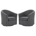 Set of 2 Modern Upholstered Swivel Barrel Chair Living Room Accent Chair