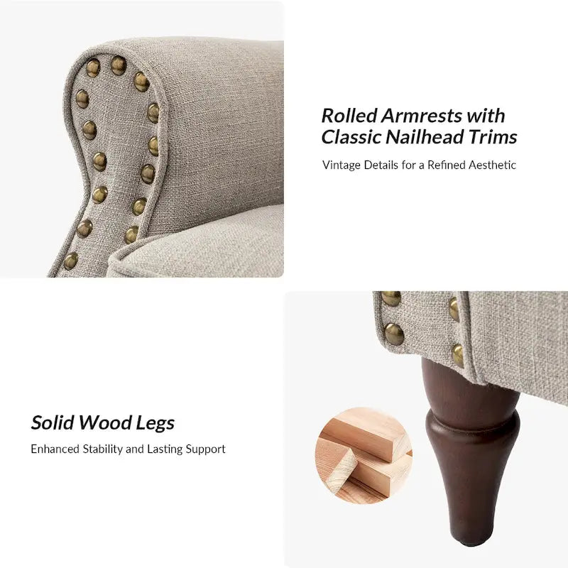 Nyctelius Gepolsterter, bequemer Akzentsessel mit gedrechselten Holzbeinen und Ziernähten, 2er-Set von HULALA HOME