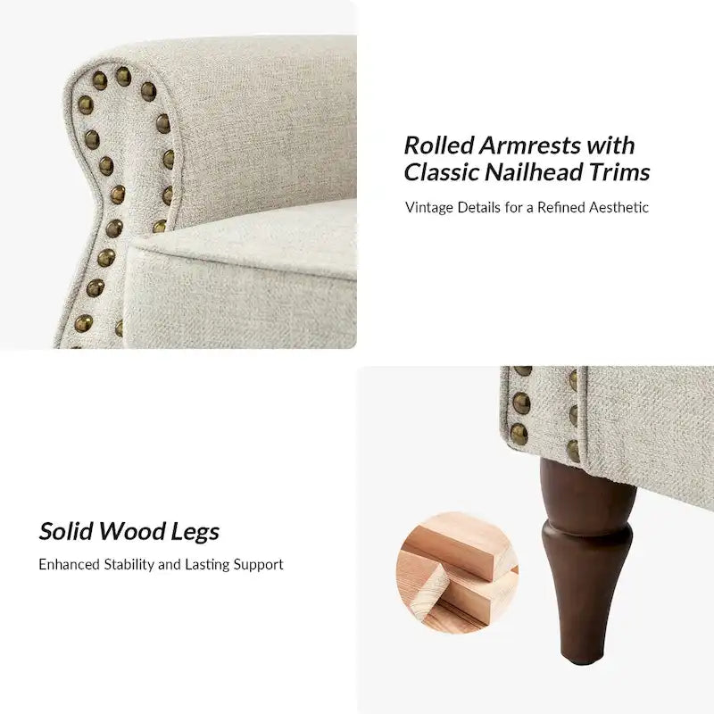 Nyctelius Gepolsterter, bequemer Akzentsessel mit gedrechselten Holzbeinen und Ziernähten, 2er-Set von HULALA HOME