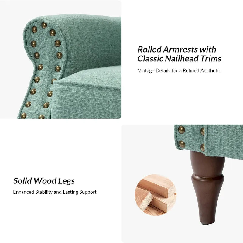 Nyctelius Gepolsterter, bequemer Akzentsessel mit gedrechselten Holzbeinen und Ziernähten, 2er-Set von HULALA HOME
