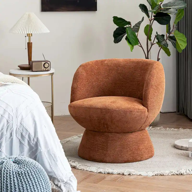 Juego de 1 silla decorativa giratoria tapizada en bouclé de estilo moderno