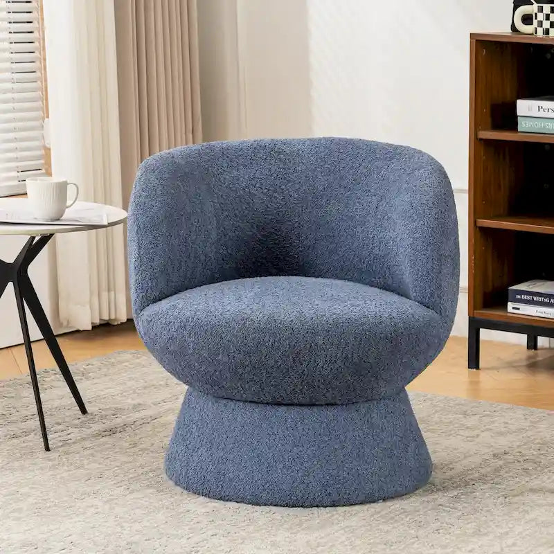 Juego de 1 silla decorativa giratoria tapizada en bouclé de estilo moderno