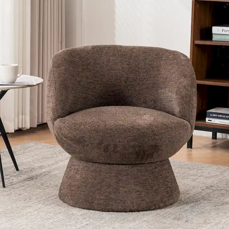 Juego de 1 silla decorativa giratoria tapizada en bouclé de estilo moderno
