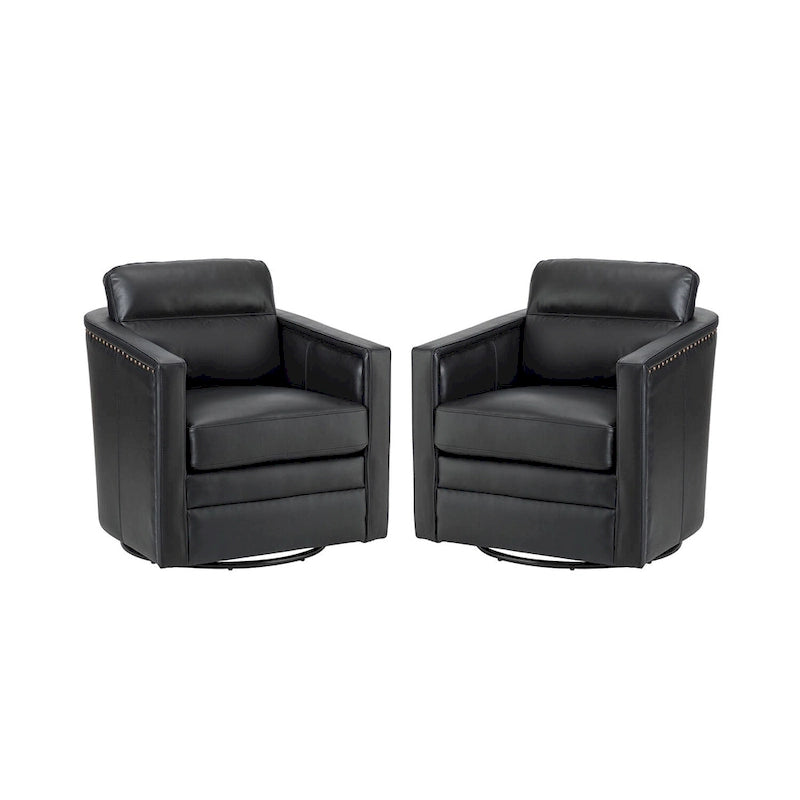Set di 2 poltrone girevoli Jorge da 28.74 in in vera pelle