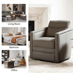 Set di 2 poltrone girevoli Jorge da 28.74 in in vera pelle