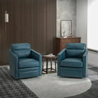 Set di 2 poltrone girevoli Jorge da 28.74 in in vera pelle