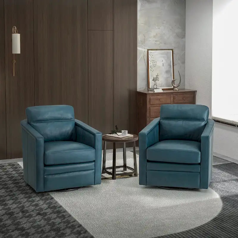 Set di 2 poltrone girevoli Jorge da 28.74 in in vera pelle