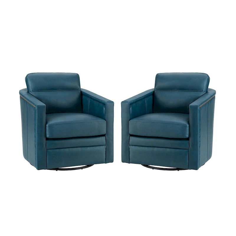 Set di 2 poltrone girevoli Jorge da 28.74 in in vera pelle