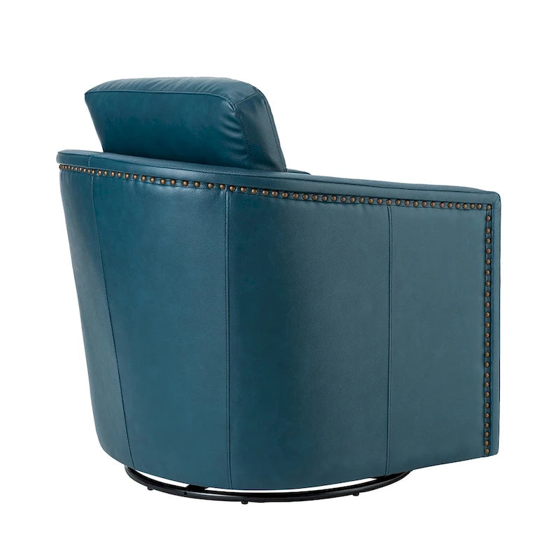 Set di 2 poltrone girevoli Jorge da 28.74 in in vera pelle