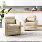 Set di 2 poltrone girevoli Jorge da 28.74 in in vera pelle