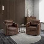 Set di 2 poltrone girevoli Jorge da 28.74 in in vera pelle