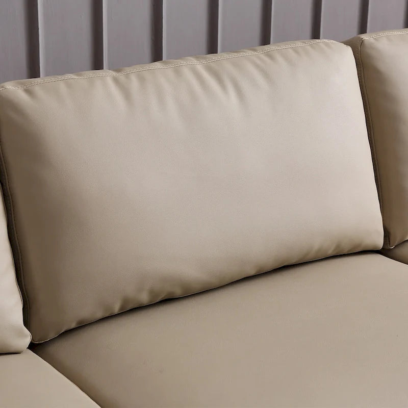 Reversible Chaise Sofa With Fluffy Cushions Metal Legs
