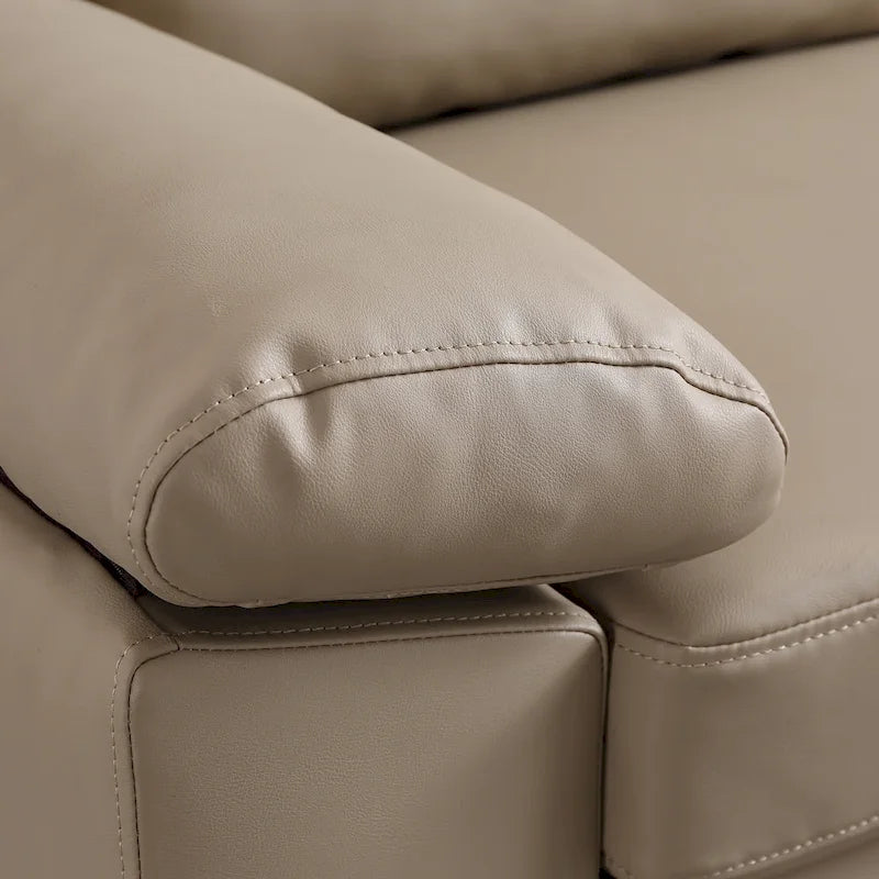 Reversible Chaise Sofa With Fluffy Cushions Metal Legs