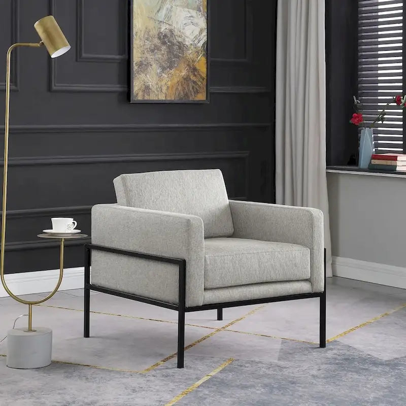 Sillón club moderno tapizado HomePop con estructura de metal
