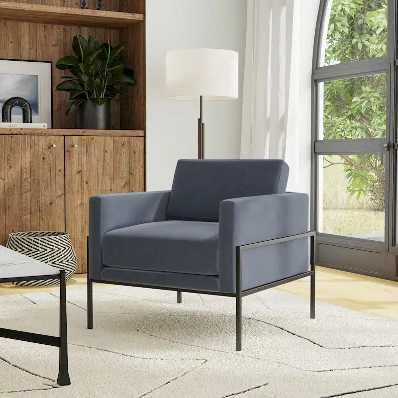 Sillón club moderno tapizado HomePop con estructura de metal