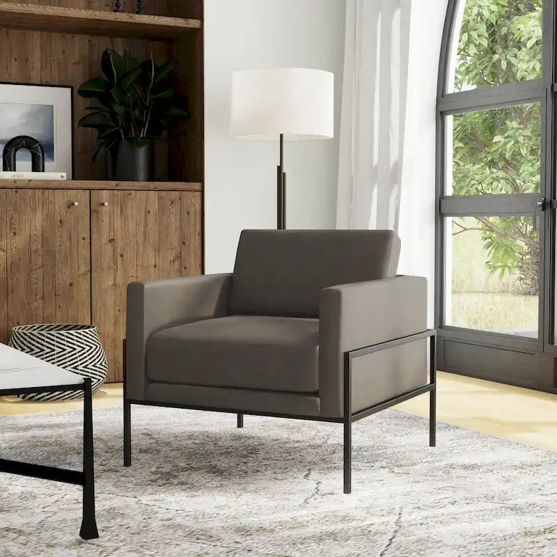Sillón club moderno tapizado HomePop con estructura de metal