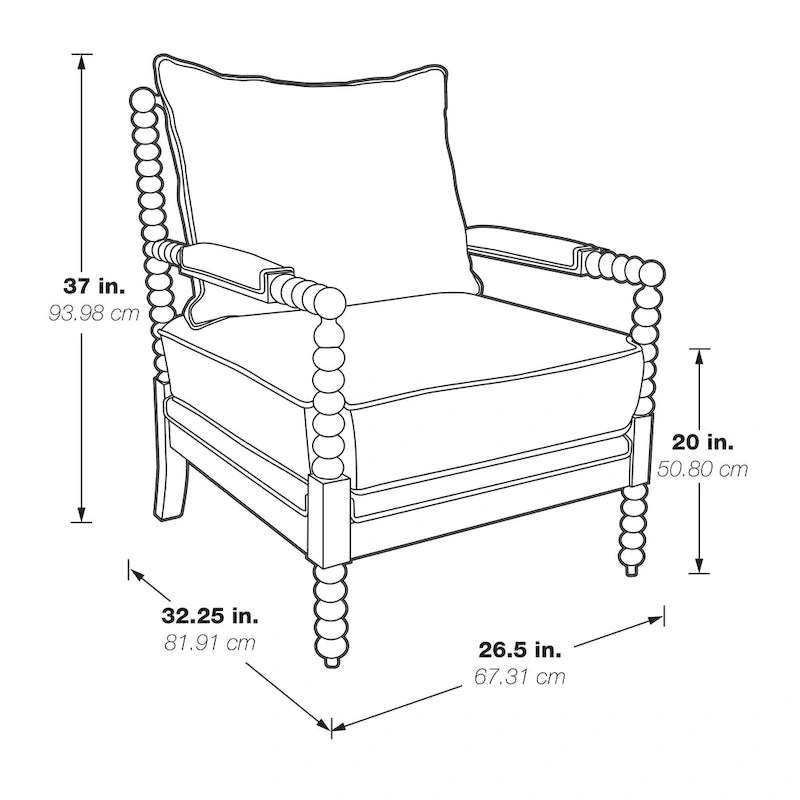 Kaylee Spindle Chair in Fabric with White Frame