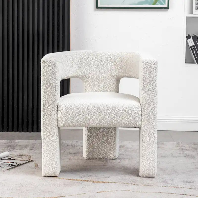 Sillón cuadrado tapizado de bouclé KINWELL de 28 W