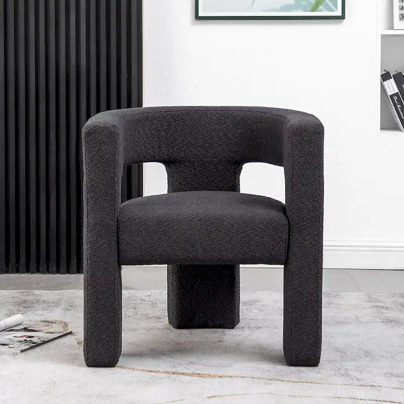 Sillón cuadrado tapizado de bouclé KINWELL de 28 W
