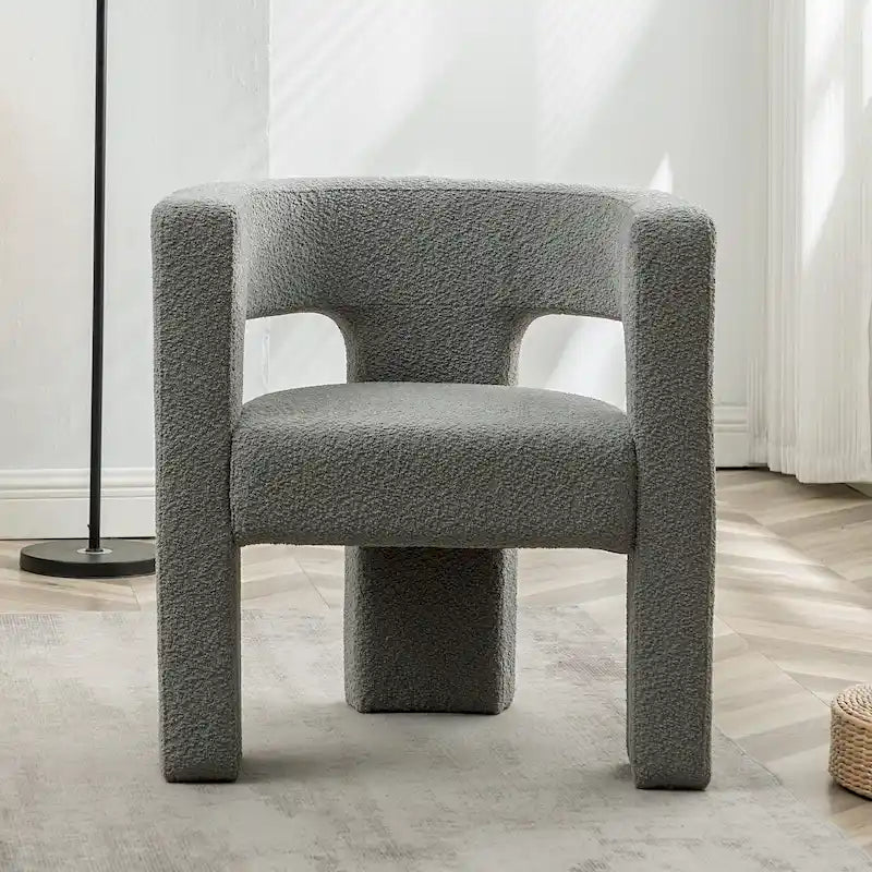 Sillón cuadrado tapizado de bouclé KINWELL de 28 W
