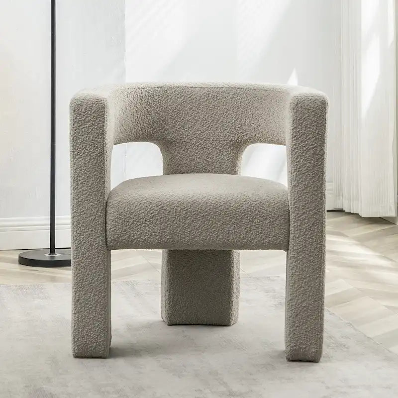 Sillón cuadrado tapizado de bouclé KINWELL de 28 W